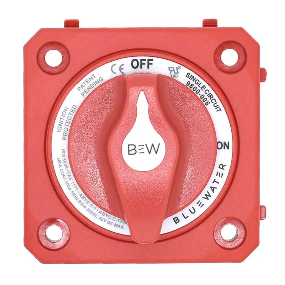 Bluewater Panel Mount Red On/Off Battery Switch Part #9800-006-10 – 9800-006-10