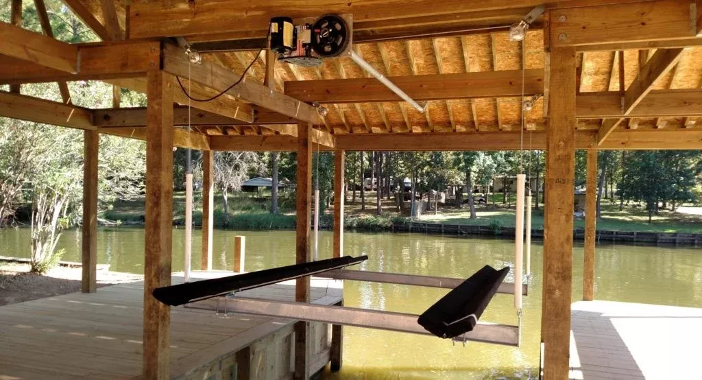 Boat Lift Distributors | 6500 LB Classic Cradle Lift | Model BLD8000C1 | Width 9′ | Capacity 6,500 lbs | Motor Power 1 HP | For Boathouse Installation