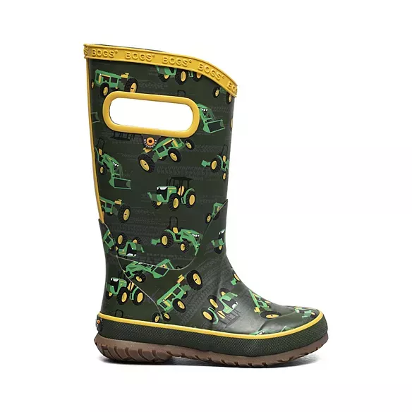 Bogs Boys’ Rainboot Tractor Rain Boots – 100% Waterproof, Dark Green