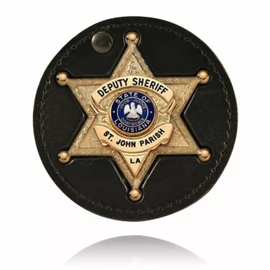 Boston Leather Model 600 3.75” Circle Recessed Badge Holder w/ Clip