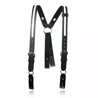 Boston Leather Model 9175R Firefighter's Suspenders, Button Attachment w/ 1/2" Reflective Ribbon