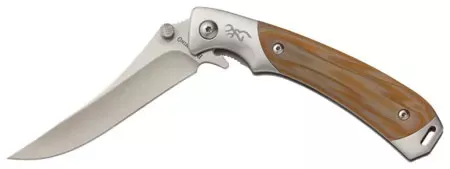 Browning Wicked Wing3.50″ Folding Trailing Point Plain Satin 7Cr17MoV SS Blade/ Amber/Satin G10/SS Handle Includes Pocket Clip