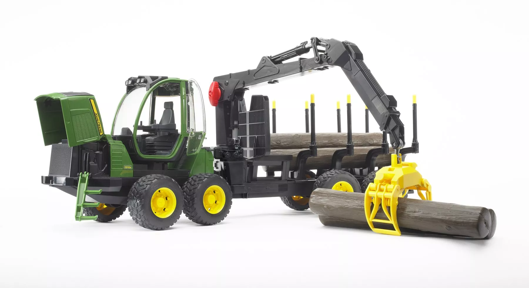 Bruder John Deere 1210E Log Hauler, 4 Trunks and Grabber #BT9805