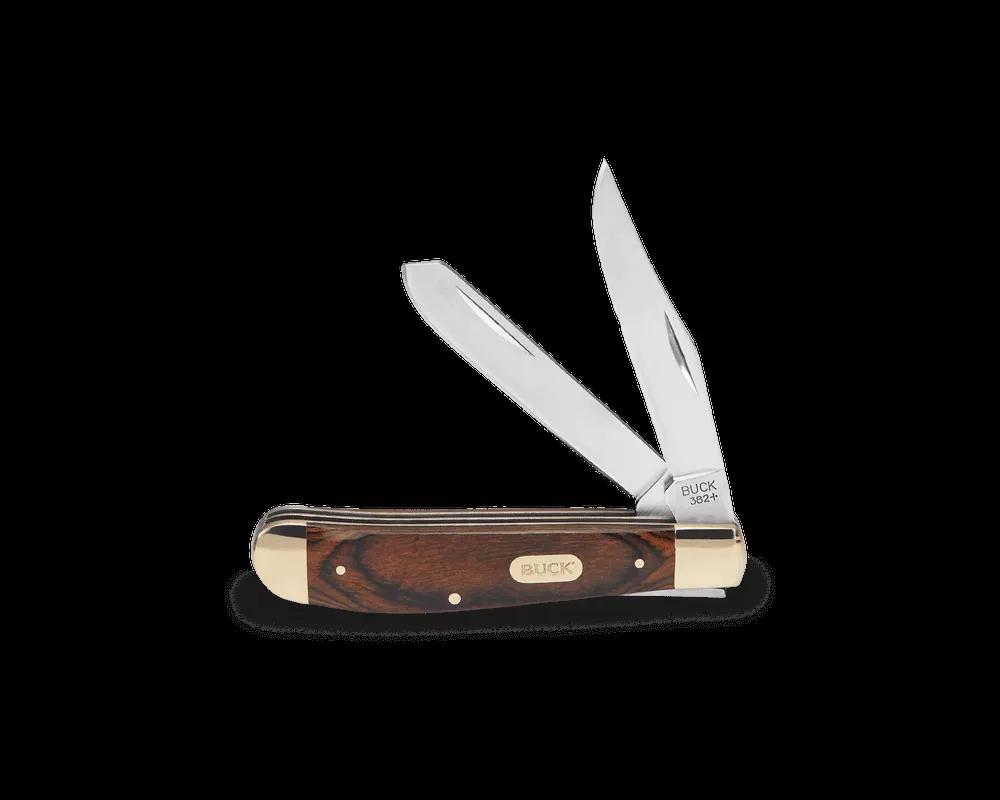 Buck Trapper Woodgrain Folding Pocket Knife – Traditional 2-Blade EDC Knife