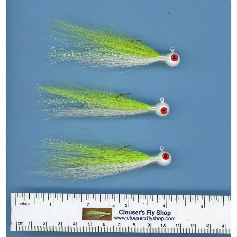 Bucktail Jigs 3 pak with Painted Heads & Eyes 1/8 oz 3 pack