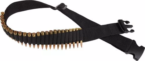 Bulldog Adjustable Rifle Ammo Belt Black 24 Cartridges