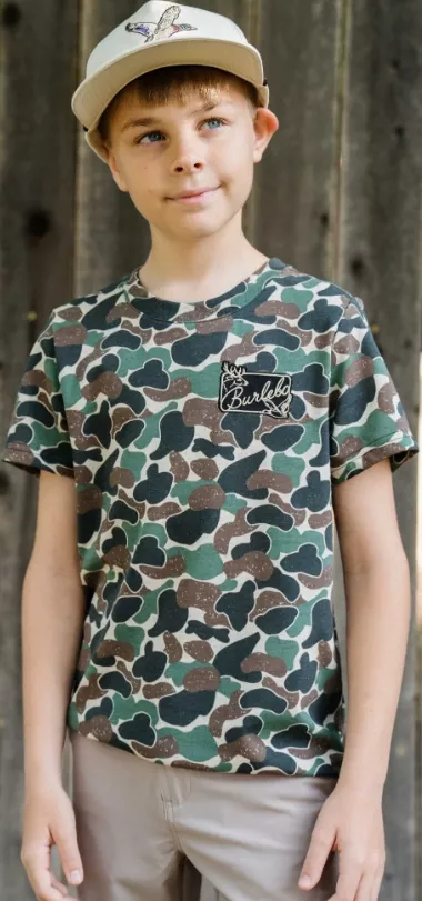 Burlebo Youth Patch Logo Pocket Tee – Throwback Camo