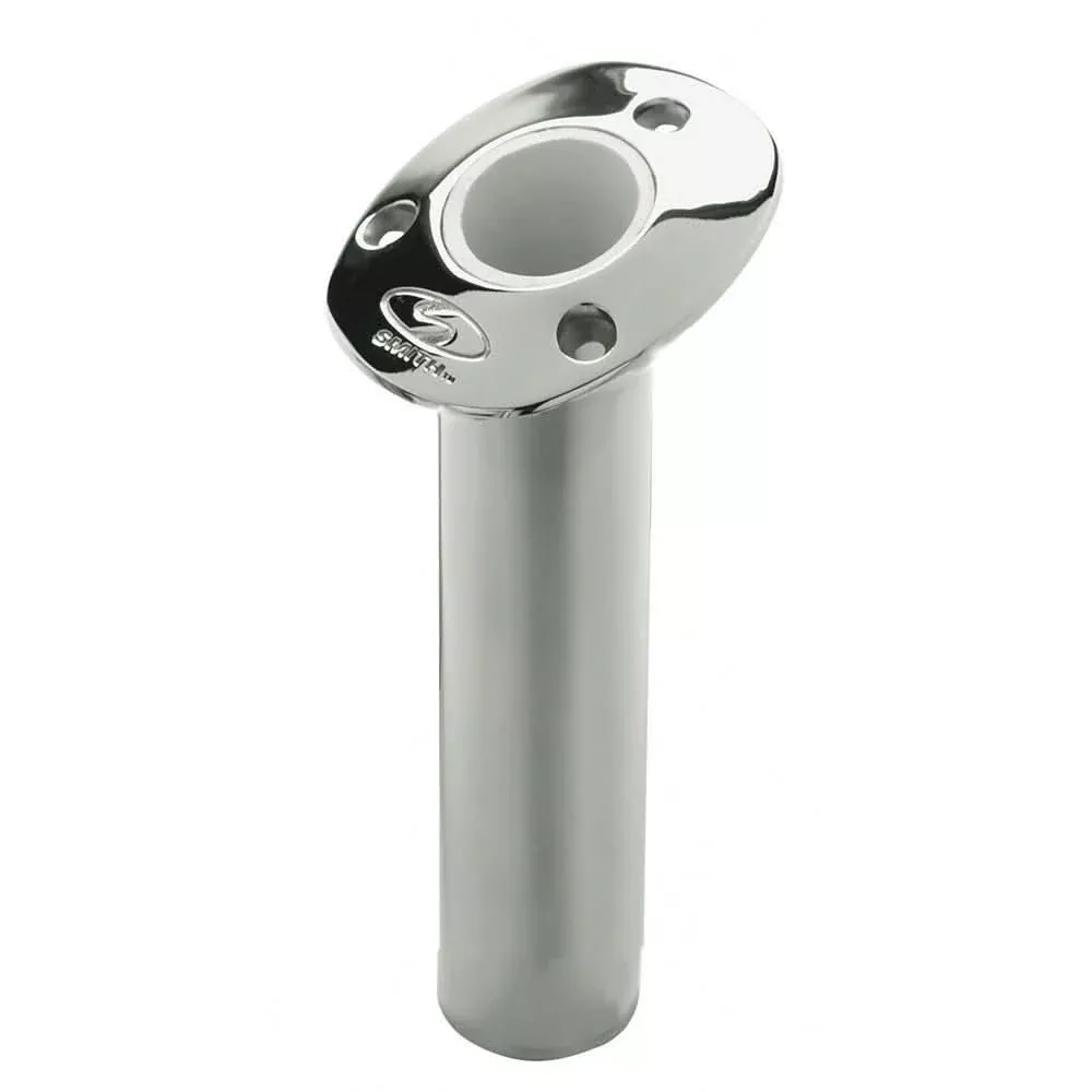 C.E. Smith Flush Mount Rod Holder – 15 Degree & 9″ Depth – Stainless Steel – Cast Gimbal – White Vinyl Liner – 53671CA