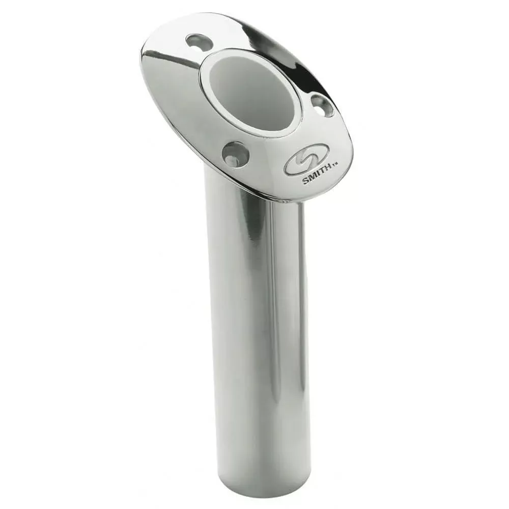C.E. Smith Flush Mount Rod Holder – 30 Degree & 9″ Depth – Stainless Steel – Cast Bottom – White Vinyl Liner – 53672CA