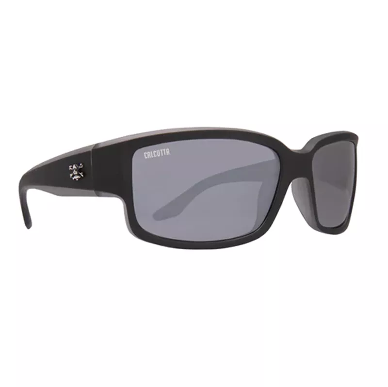 Calcutta Blackjack Original Series Polarized Sunglasses Mirrored Black Triacetate Lenses 1-Yr Warranty Matte Black/Smoke BBS1SM