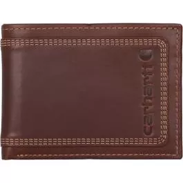Carhartt Leather Triple-Stitched Passcase Wallet - Brown