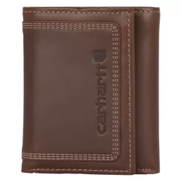 Carhartt Leather Triple-Stitched Trifold Wallet - Brown