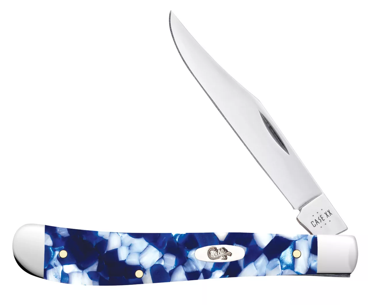 Case Knife Blue Crackle Kirinite Slimline Trapper Folding Knife #CASE50726