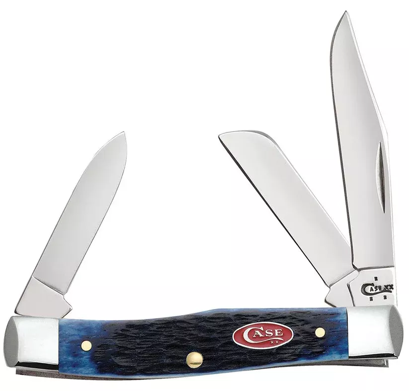 Case Knife Rogers Jig Navy Blue Bone Medium Stockman Knife #07049