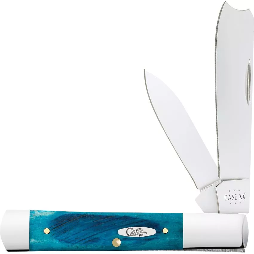 Case Knife Sawcut Jig Caribbean Blue Bone RussLock Knife #CASE25583