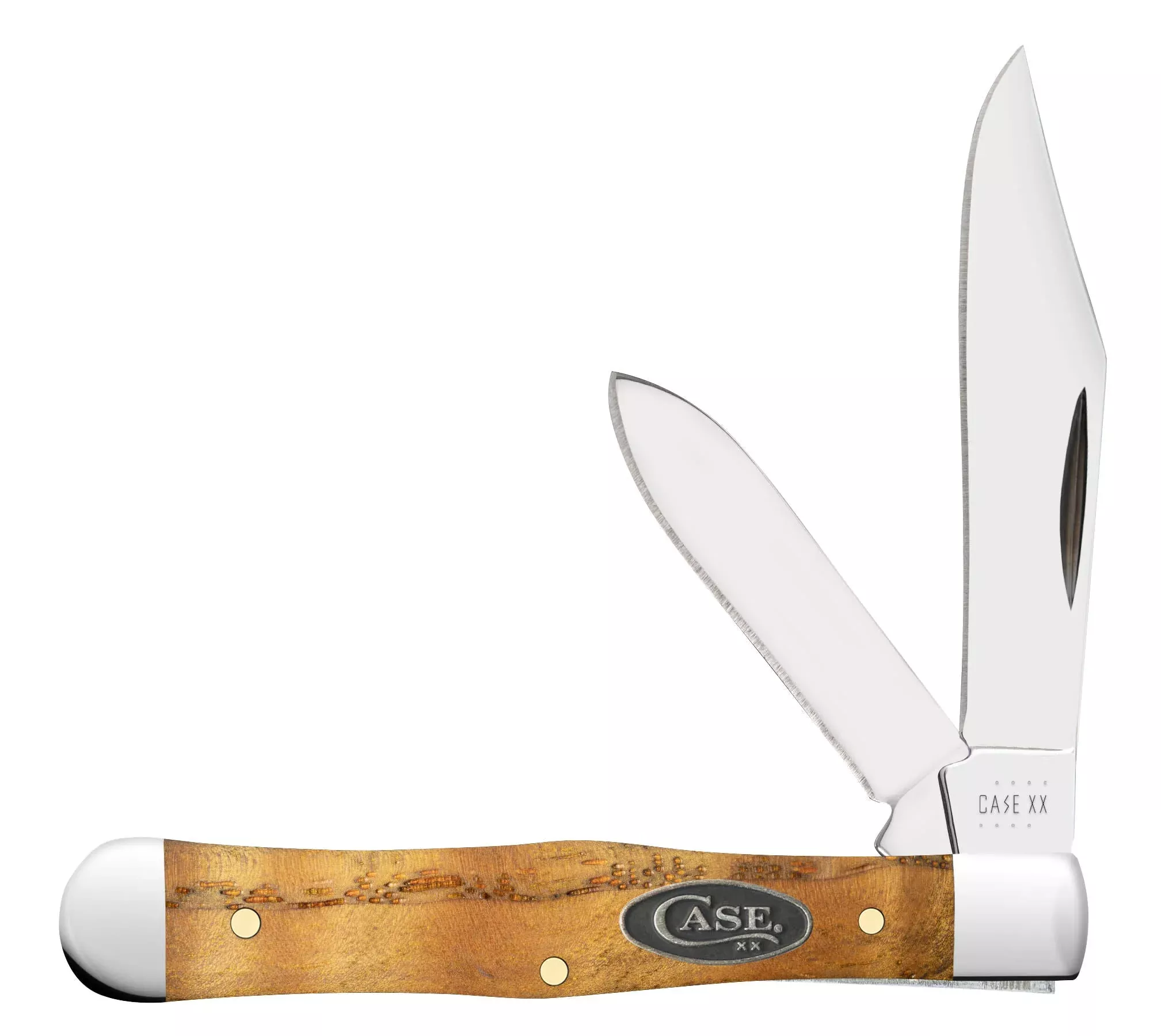 Case Knife Yellow Curly Oak Small Swell Center Jack #47129