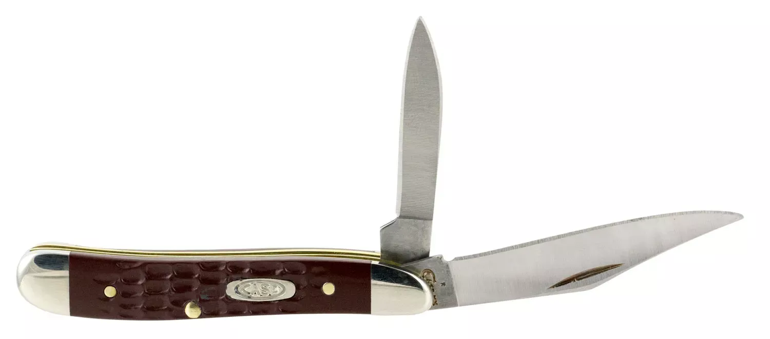 Case Peanut 2.10"/1.53" Folding Clip/Pen Plain As-Ground Tru-Sharp SS Blade/Brown Jigged Synthetic Handle