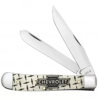Case Trapper Chevrolet Embellished Smooth Natural Bone Handle 3.25", 3.27"