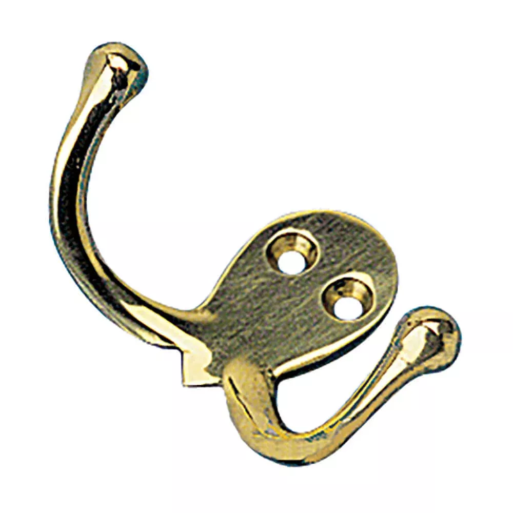 Cast Brass Double Coat Hook