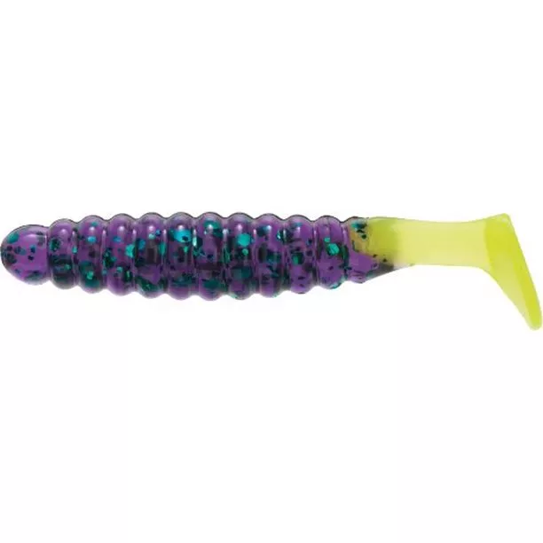 Charlie Brewers 1′ Crappie Grubs – Junebug Chartreuse #CBPGF128