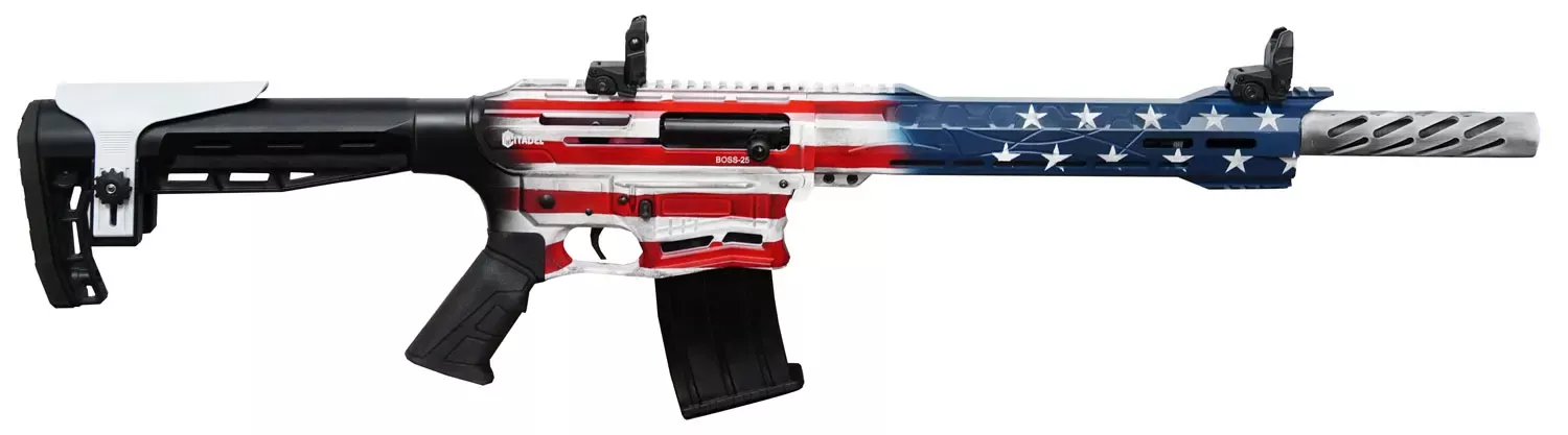 Citadel Boss-25 12 Gauge 5+1 3" 18.75" Chrome-Lined Threaded Barrel w/Muzzle Brake, American Flag Cerakote Finish