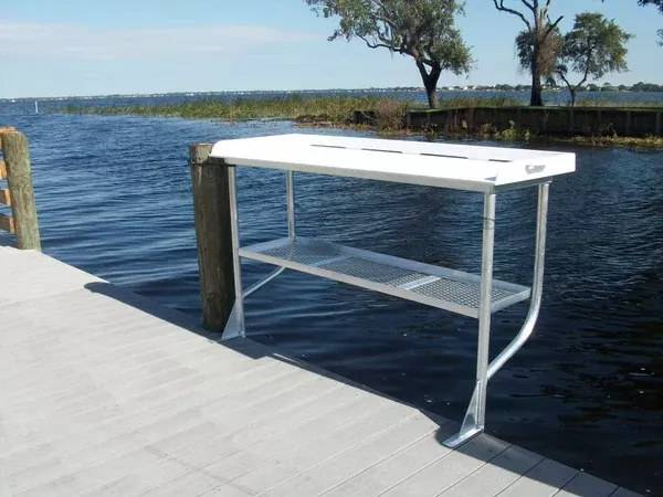 CM Marine Dock Overhang Fish Cleaning Table | Model FCS68-2 | 68″ W x 24″ D | Space-Saving Design | Side-Mount Dock