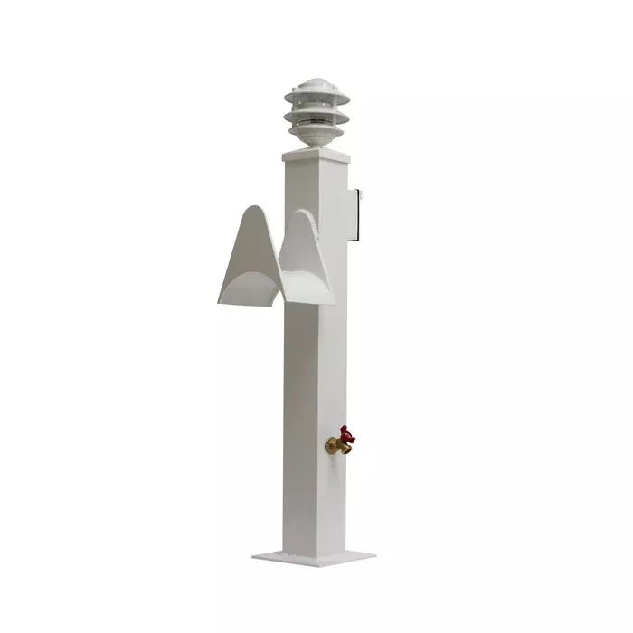 CM Marine Dock Pagoda Light Post | Model CMPWEL36 Series | 44″ Height | Electric, Spigot & Hose Holder | For Docks and Pathways
