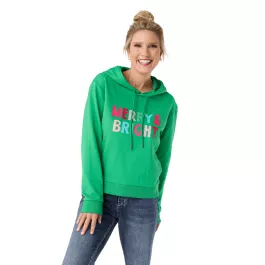 COCO + CARMEN Merry & Bright Hood Sweatshirt - Bright Green - S/M