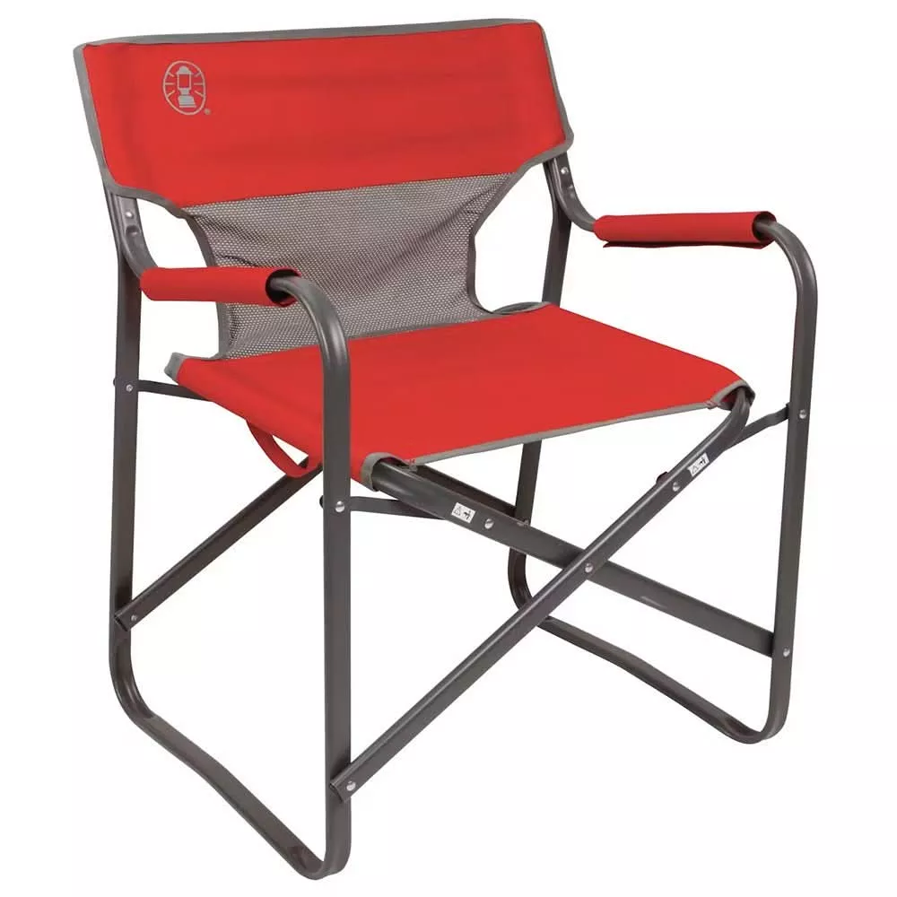 Coleman Outpost Breeze Deck Chair – Red with Steel Frame and Mesh Back for Comfort and Durability – 2000019421