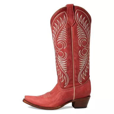 CORRAL Womens Circle G Distressed Red/White Embroidery Tall Top Boots (L6086)
