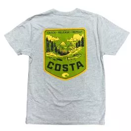 Costa Del Mar Men's River Stream Crest SS Shirt - Heather Grey - XL