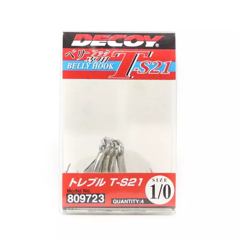 Decoy T-S21 Treble Hook T Shaped 3 Point Treble Hooks Size 1/0 (9723)