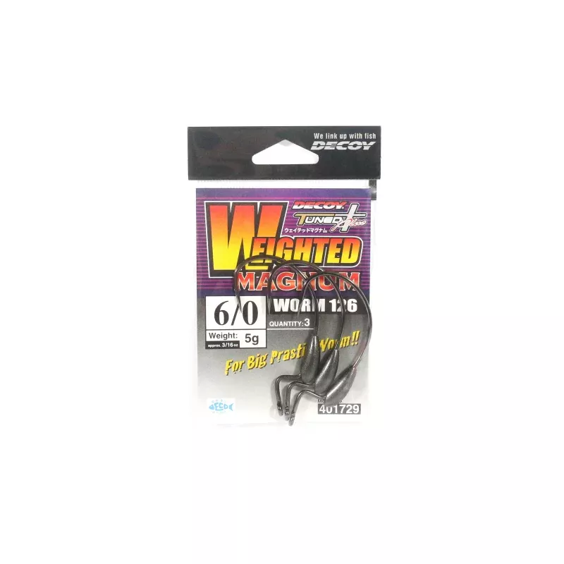 Decoy Worm 126 Weighted Magnum Worm Hook Size 6/0 , 5 grams (1729)