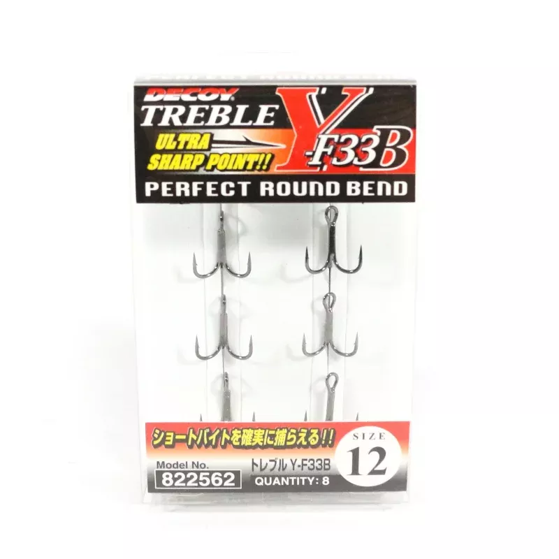 Decoy Y-F33B Treble Hook Round Bend Treble Hooks Size 12 (2562)
