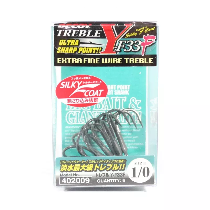 Decoy Y-F33F Treble Hook Fine Wire Treble Hooks Size 1/0 (2009)