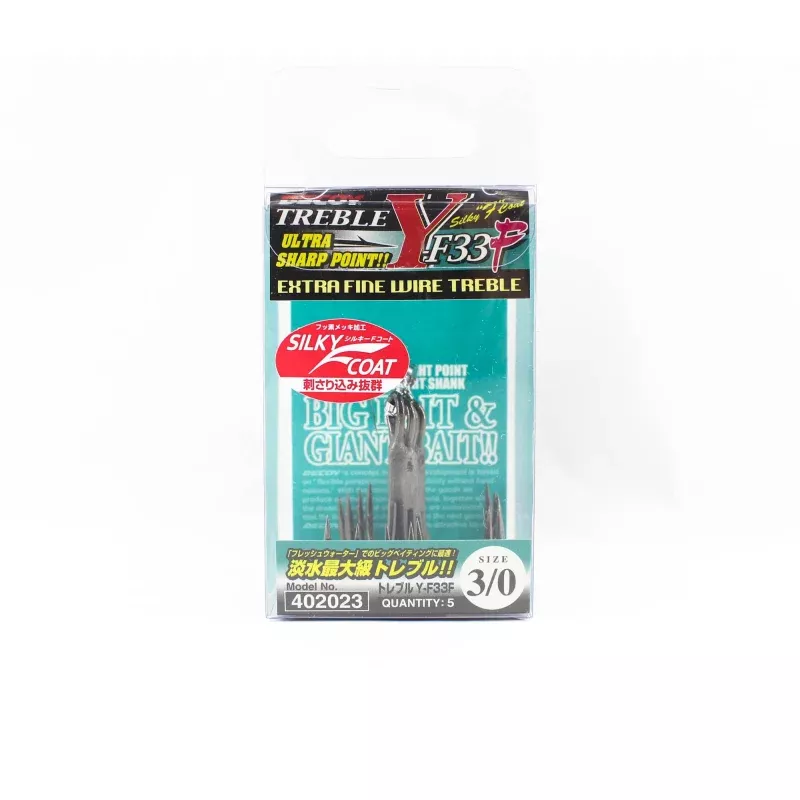Decoy Y-F33F Treble Hook Fine Wire Treble Hooks Size 3/0 (2023)