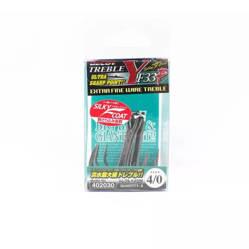Decoy Y-F33F Treble Hook Fine Wire Treble Hooks Size 4/0 (2030)