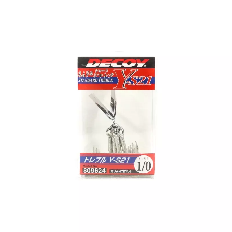 Decoy Y-S21 Treble Hook Standard Treble Hooks Size 1/0 (9624)