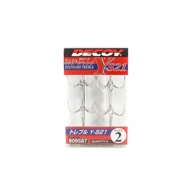 Decoy Y-S21 Treble Hook Standard Treble Hooks Size 2 (9587)