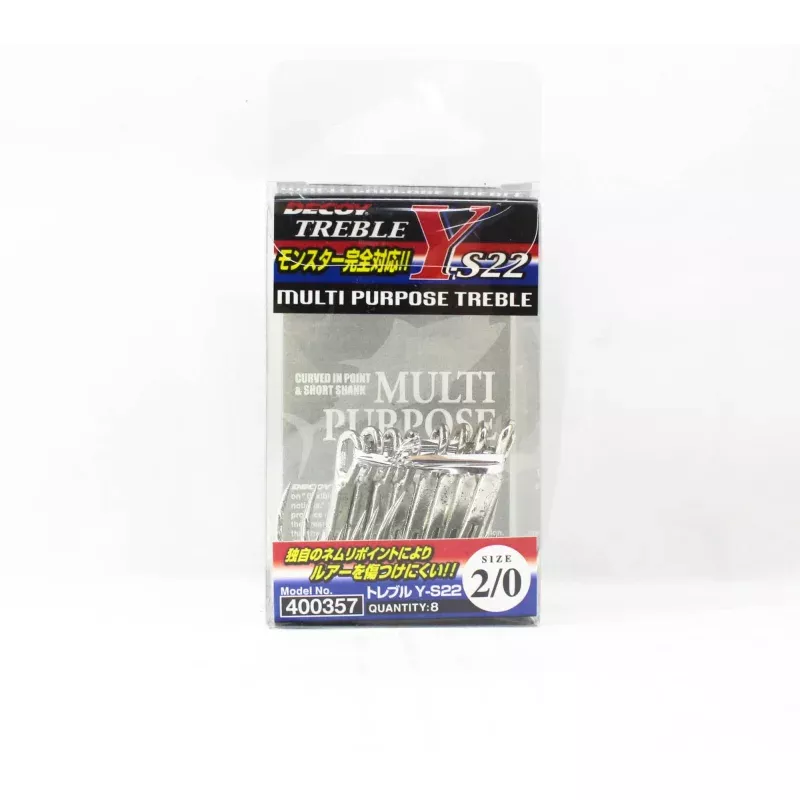 Decoy Y-S22 Treble Hook Heavy Duty Treble Hooks Size 2/0 (0357)