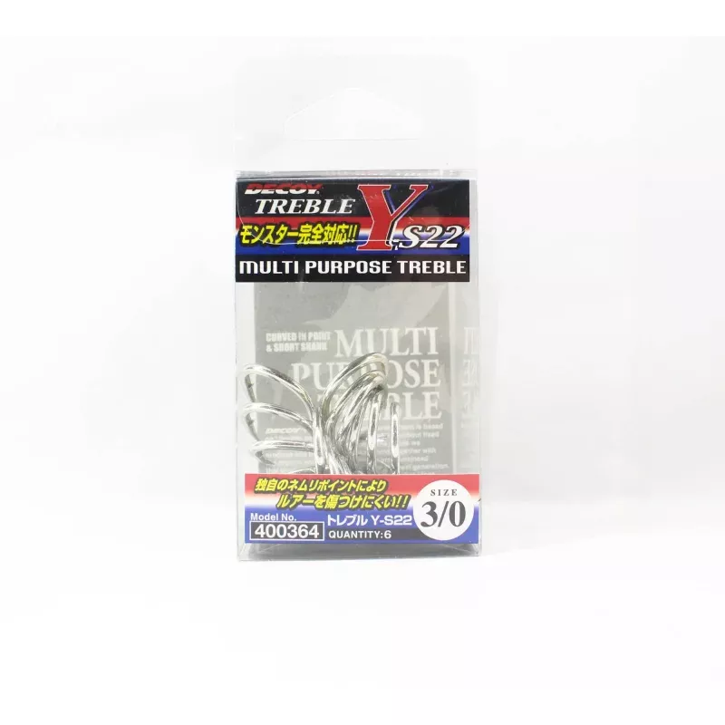 Decoy Y-S22 Treble Hook Heavy Duty Treble Hooks Size 3/0 (0364)
