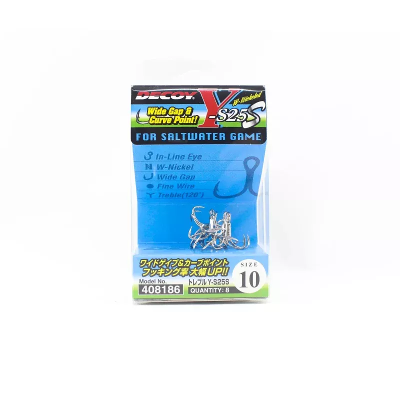 Decoy Y-S25S Treble Hook Light Game SW Treble Hooks Size 10 (8186)