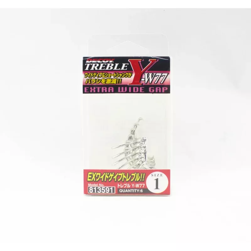 Decoy Y-W77 Treble Hook Wide Gap Extra Strong Hooks Size 1 (3591)