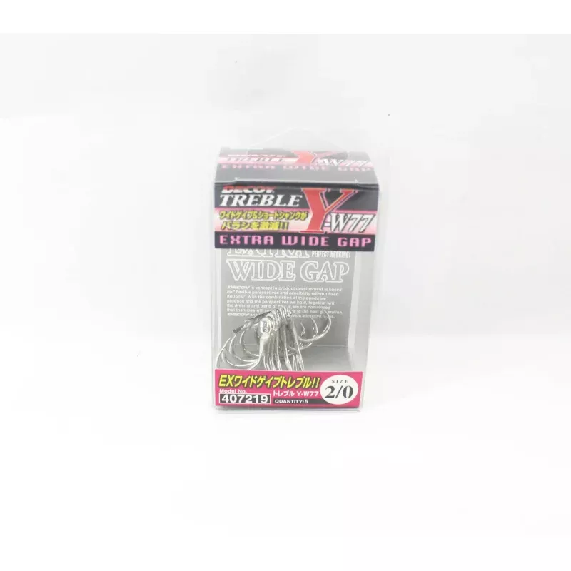 Decoy Y-W77 Treble Hook Wide Gap Extra Strong Hooks Size 2/0 (7219)