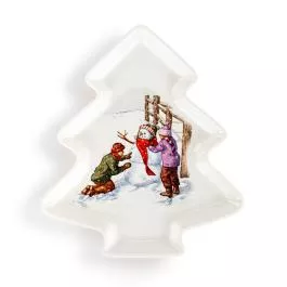 Demdaco Winter Wonderland Tree Shaped Ceramic Dish - 7x8in