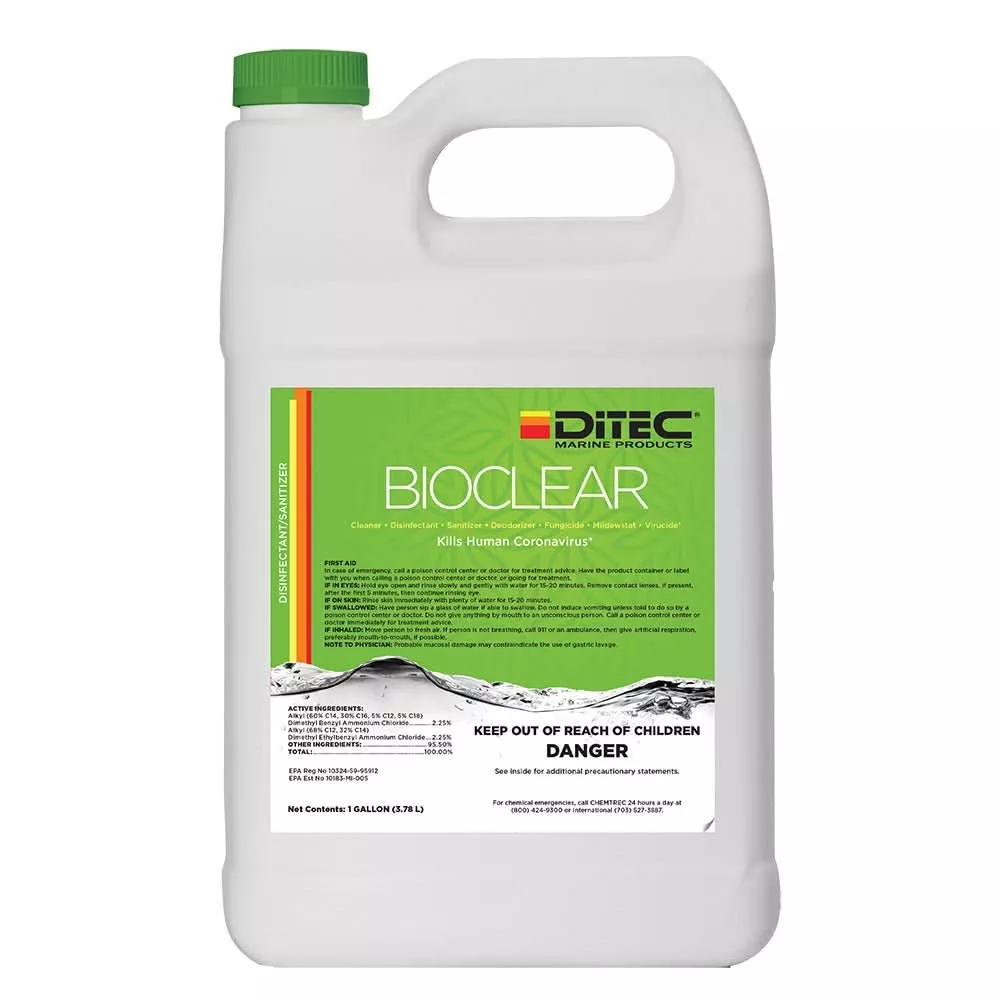 DiTEC Marine Products Bioclear Disinfectant Gallon | Effective EPA-Registered Cleaner for Homes and Commercial Spaces – 52-714M-4XO3