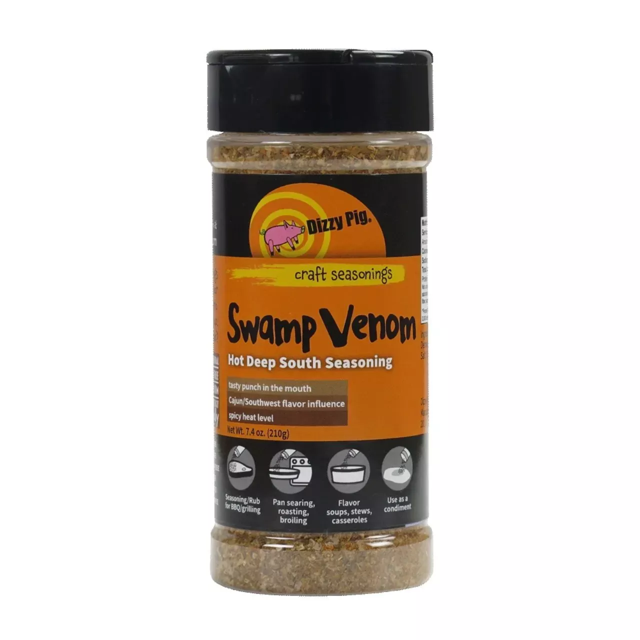 Dizzy Pig Swamp Venom Hot Deep South Seasoning 8oz. Shaker