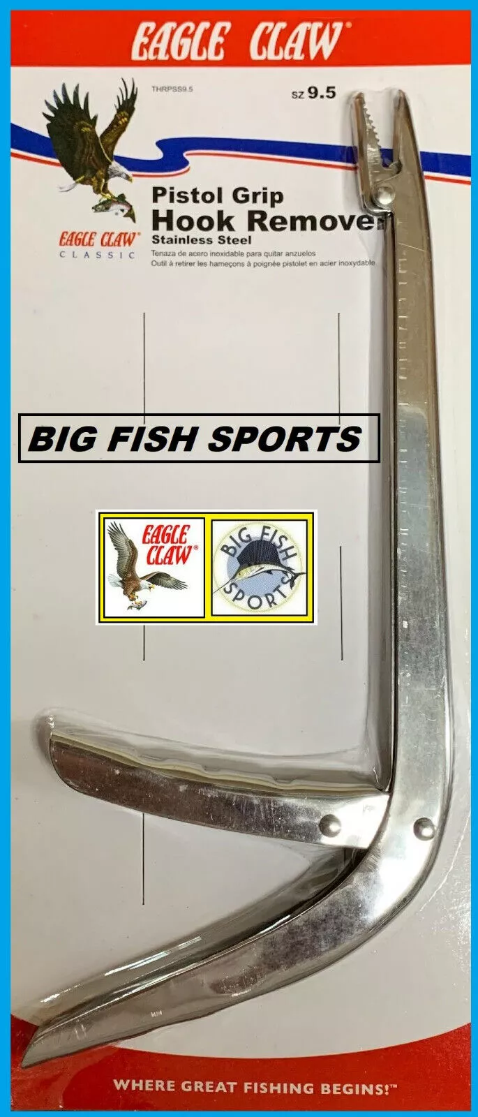Eagle Claw Pistol Grip Hook Remover 9.5″ #THRPSS9.5