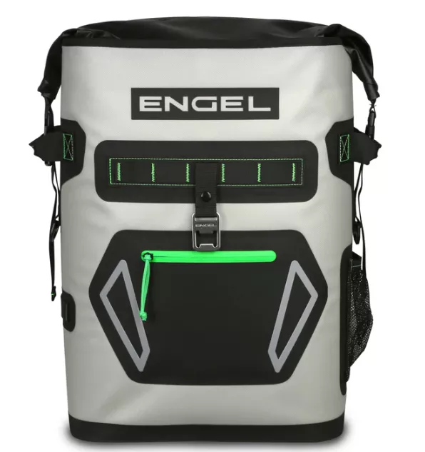 Engel Roll Top High Performance Backpack Cooler – Light Gray/Lime #BP25-LG Lime
