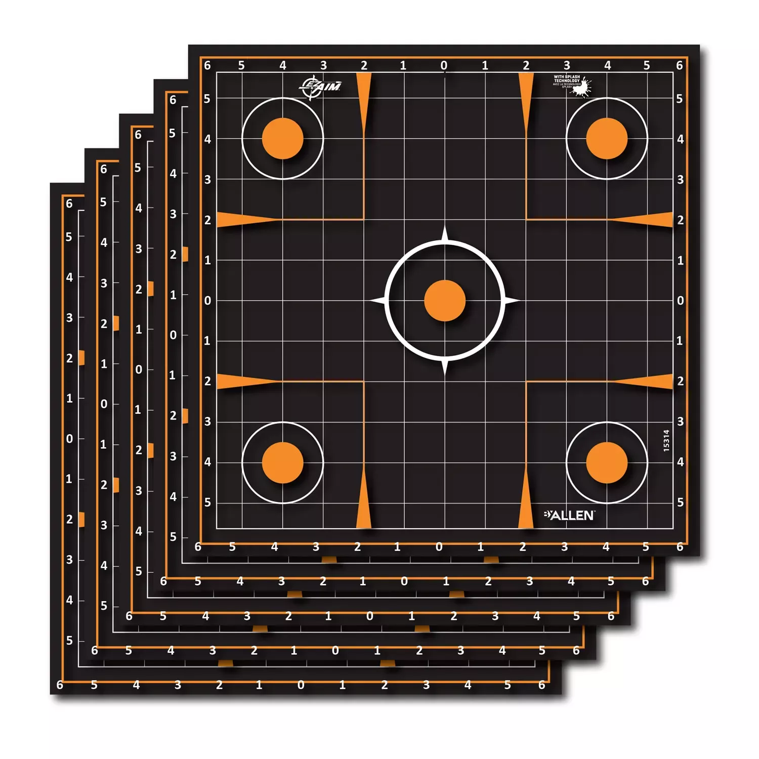 EZ-Aim Splash Reflective Self-Adhesive Paper Black Sight-In Grid 5 Pack